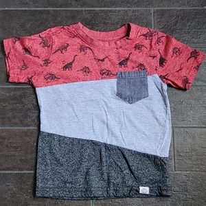 Kids Dino Red and Gray Cotton Pocket Tee Shirt 4